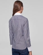 Blue and white striped cotton shirt