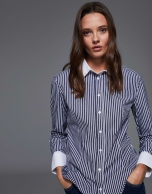 Blue and white striped cotton shirt