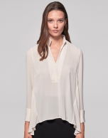 Ivory shirt with Mao collar and slit