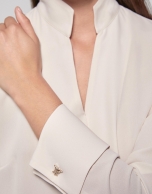 Ivory shirt with Mao collar and slit