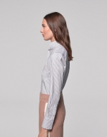 Silver striped shirt with Mao collar