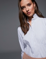 Silver striped shirt with Mao collar