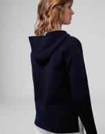 Navy blue two-faced knit sweatshirt