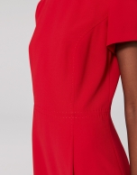 Midi red poppy dress with front pleat