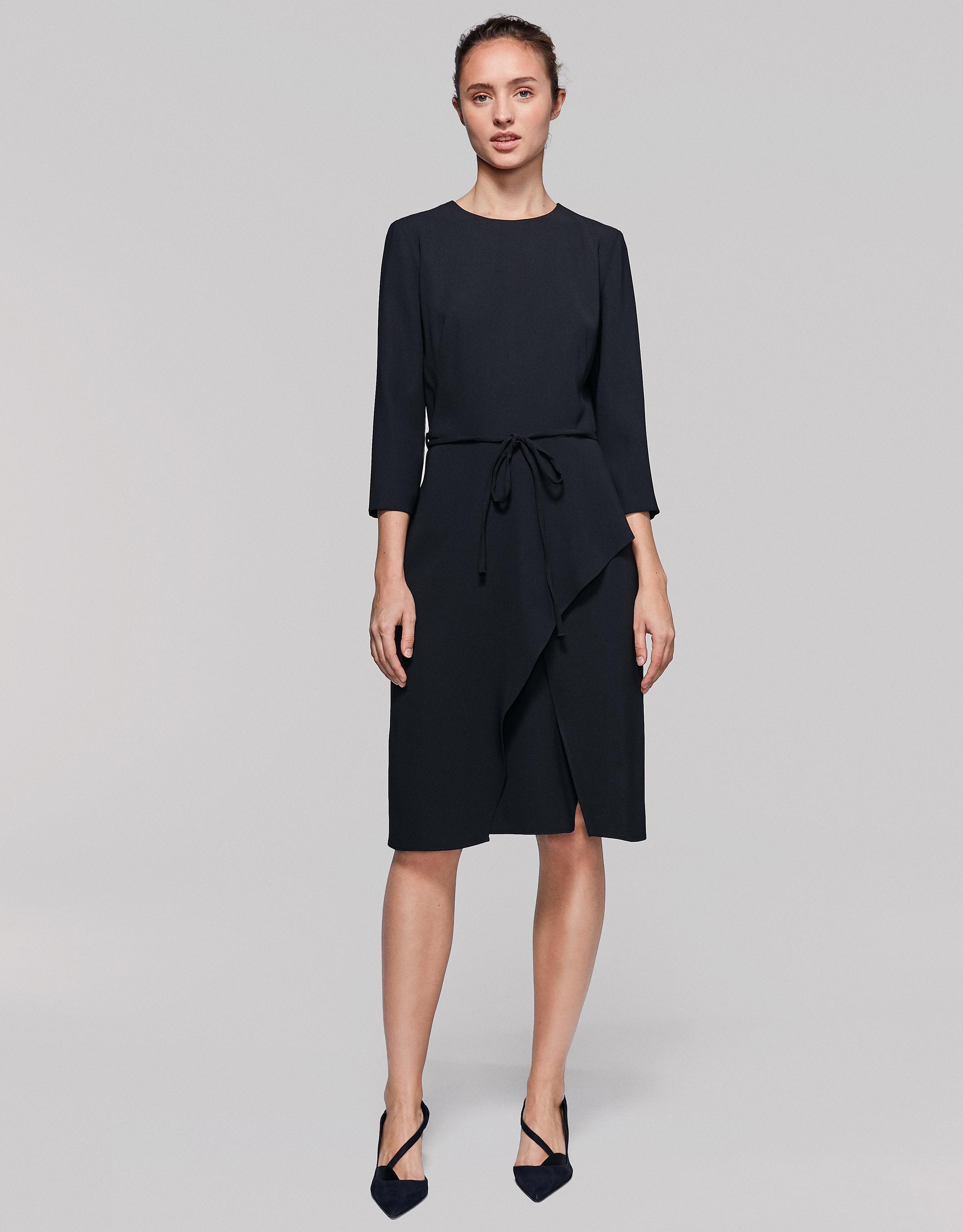 Black midi dress with three-quarter sleeves