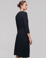 Black midi dress with three-quarter sleeves