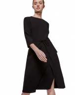 Black midi dress with three-quarter sleeves