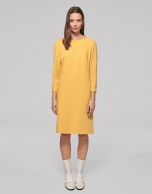 Gold evasé knit dress