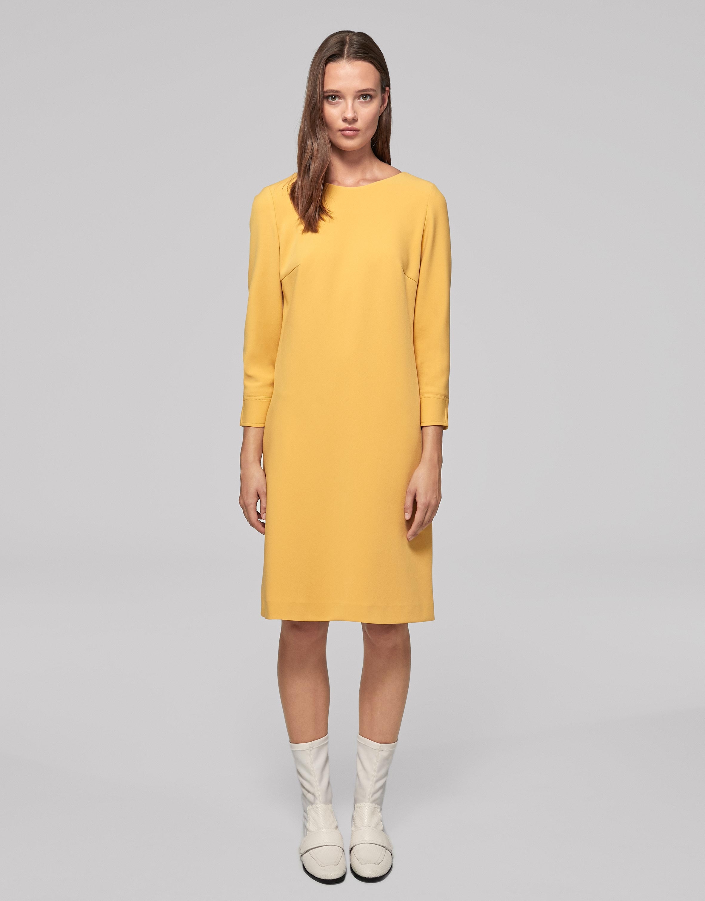 Gold evasé knit dress