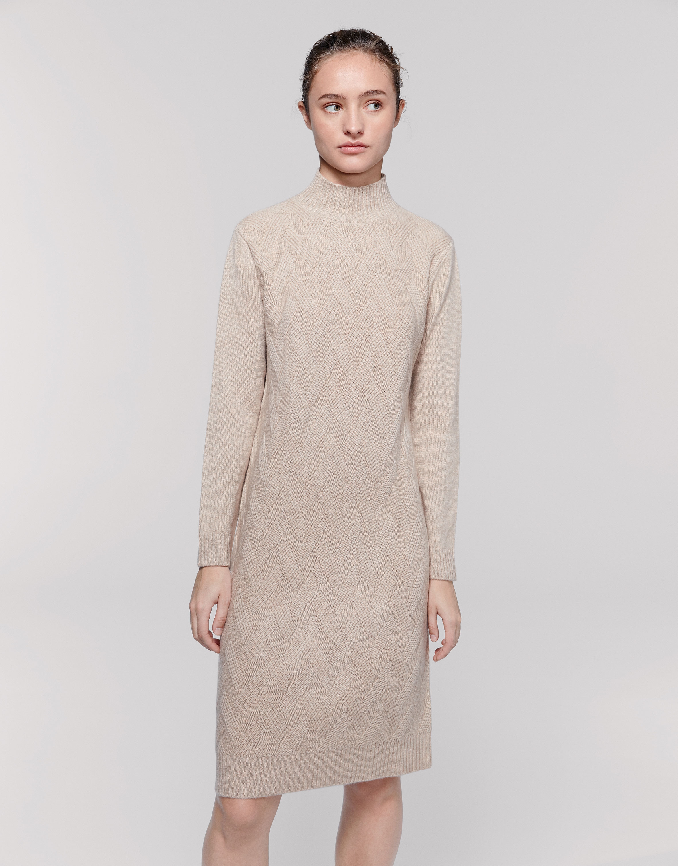 Long vanilla wool/cashemere knit dress