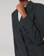 Gray pinstripe sports jacket, with two rows of buttons