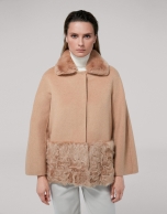 Mink-colored fabric and fur jacket