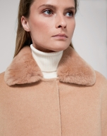 Mink-colored fabric and fur jacket