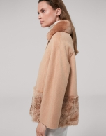 Mink-colored fabric and fur jacket