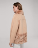 Mink-colored fabric and fur jacket