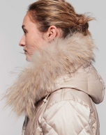 Quilted parka with mink diamond design