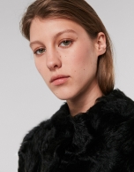 Short black lambskin and fur jacket