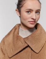 Beige coat with wrap-around collar