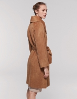 Beige coat with wrap-around collar