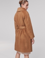 Beige coat with wrap-around collar