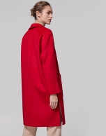 Long red poppy wool coat