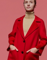 Long red poppy wool coat