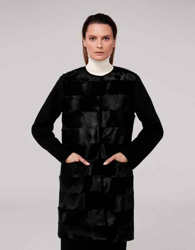 Abrigo negro lana y Mujer - OI2019 | Roberto Verino