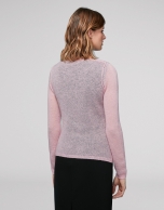 Pink wool/mohair cardigan with V-neck