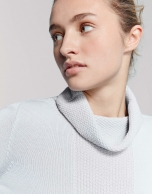 Silver gray wool sweater with turtle-neck collar