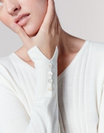 Ivory wool sweater with V-neck