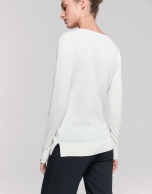 Ivory wool sweater with V-neck