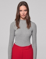 Smokey gray cotton knit sweater