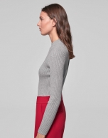 Smokey gray cotton knit sweater