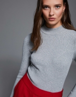 Smokey gray cotton knit sweater