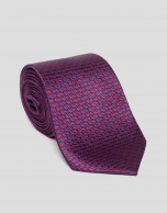 Deep blue and red houndstooth silk tie