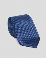 Blue silk and jacquard tie