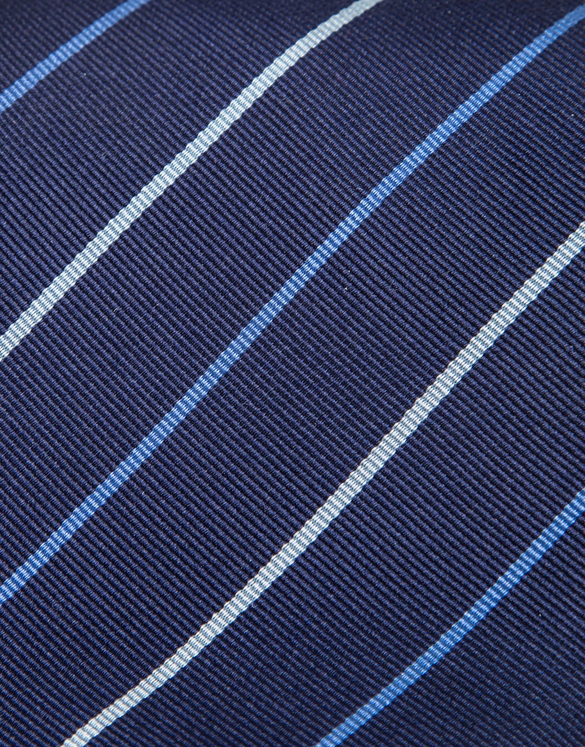 Blue silk tie with stripes