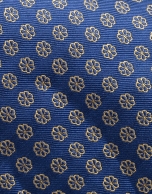 Blue silk tie with yellow flowers