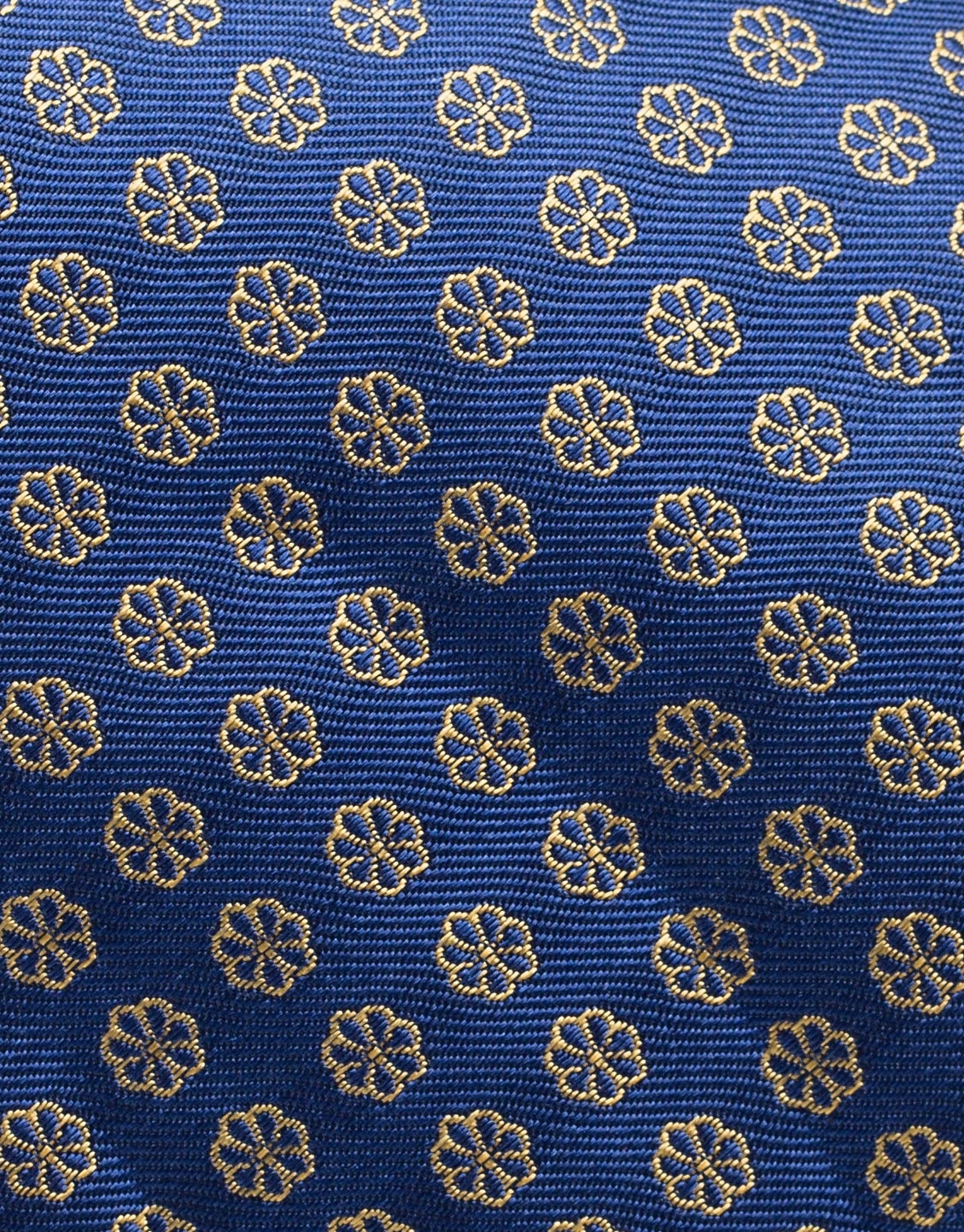 Blue silk tie with yellow flowers