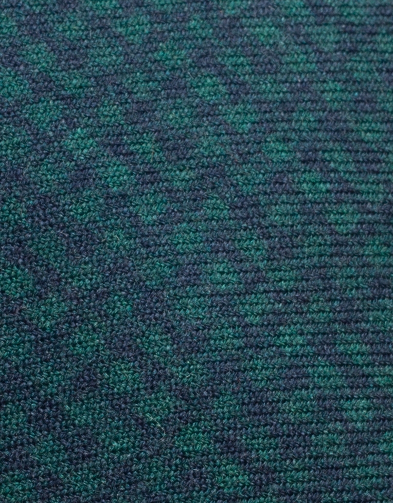 Navy blue and green diamond wool tie