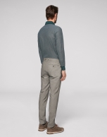 Gray bird's eye weave cotton chinos