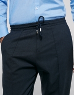 Navy blue pants with elastic waist