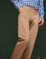 Camel cotton chino pants