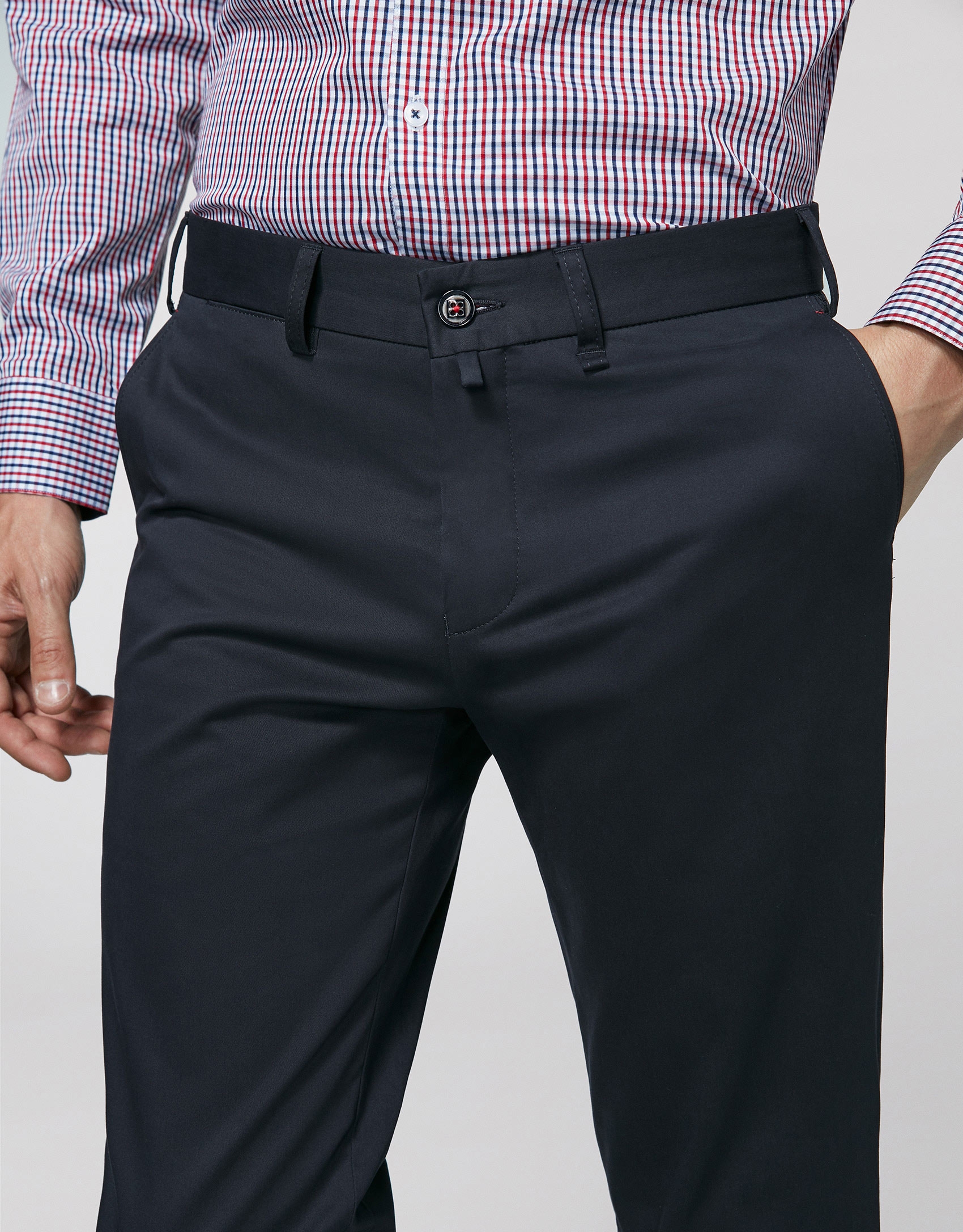 Navy blue cotton chino pants