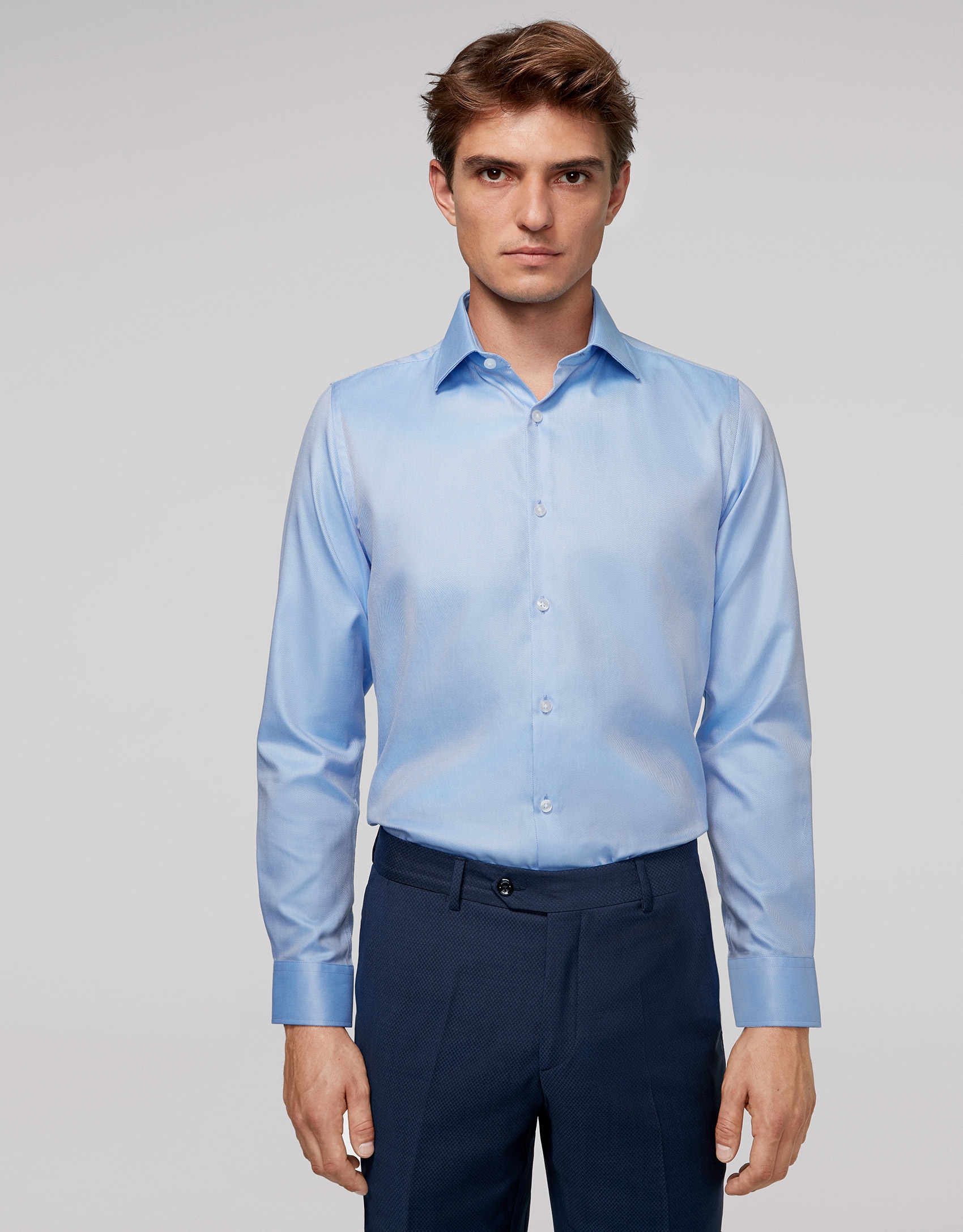 Light blue thin-striped dress shirt