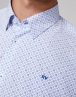 Blue necktie print sport shirt 