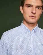 Blue necktie print sport shirt 