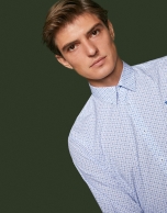 Blue necktie print sport shirt 