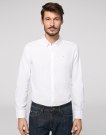 White Panama slim fit cotton shirt