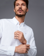 Camisa slim algodón panamá blanco